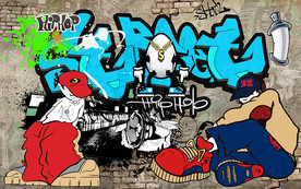 欧美涂鸦街舞工装背景墙