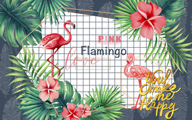 北欧简约火烈鸟电视背景墙