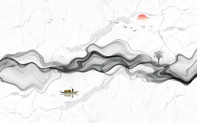 中式水墨山水画