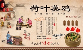广东荷叶蒸鸡背景墙