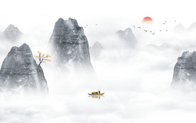 禅意水墨山水画