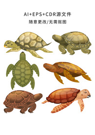 矢量手绘卡通乌龟