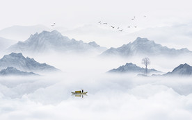 中式水墨山水画