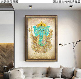 印度神像复古油画装饰画