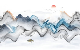 抽象水墨山水画