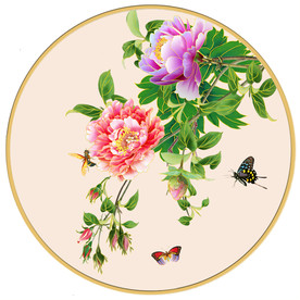 原创手绘牡丹蝴蝶装饰画