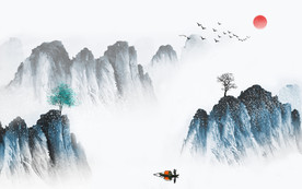 新中式山水背景