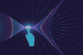 手指触碰渐变线条科技素材矢量图