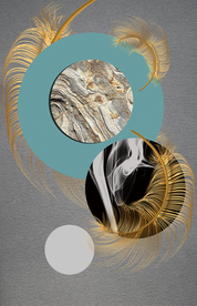 现代简约几何金色羽毛玄关装饰画