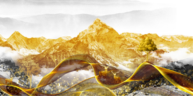 抽像线条金色山峰装饰画