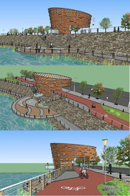 半圆亲水平台+构筑