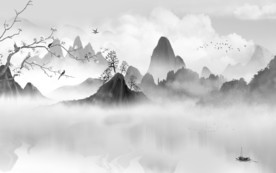 客厅简约唯美山水 TIF分层