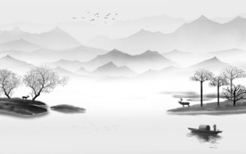 新中式简约唯美山水 TIF分层