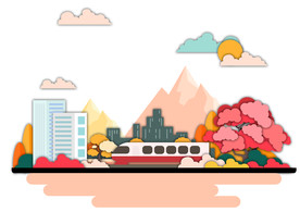 山脉城市动车AI适量临摹插图图