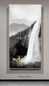 新中式富水长流一鹿高升玄关