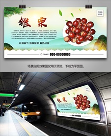 野生锥栗海报灯箱展板展架挂画