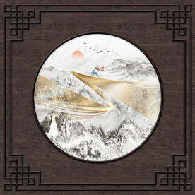 新中式大理石纹山水风景吊顶