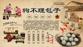 天津狗不理包子背景墙