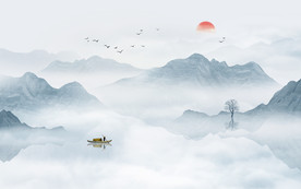 中式水墨山水画