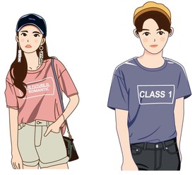 卡通情侣人物矢量素材