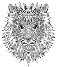 线条狮子矢量素材