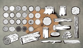 木桩年轮矢量剪影合集