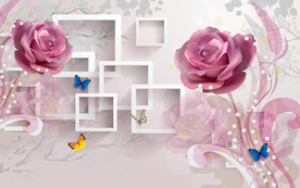 玫瑰花梦幻时尚背景装饰画