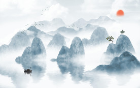 水墨山水背景墙