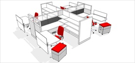 草图大师模型办公桌