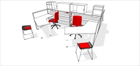 草图大师模型办公桌