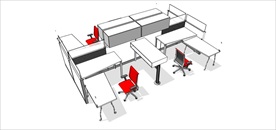 草图大师模型办公桌