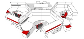 草图大师模型办公桌