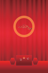 中式古典红色背景舞台红布矢量图