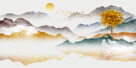 新中式意境山水背景装饰画