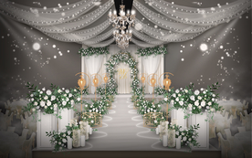 白绿色简约婚礼仪式区