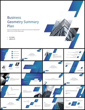 商务风几何总结计划汇报PPT