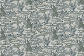 手绘西洋画热带雨林仙鹤孔雀