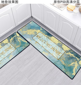北欧抽象厨房地垫
