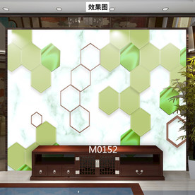 五边形 几何清新 背景墙 绿色