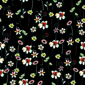 服装设计印花图案 黑底花朵