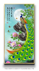 原创孔雀凤凰水晶瓷挂画背景墙