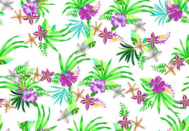 风衣布绿叶紫花