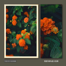 爱马仕橙花朵油画装饰画