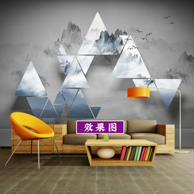 3D山水 几何三角 浮雕