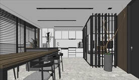 港式风格餐厅SU模型