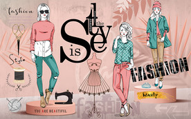 立体时尚美女服装店工装背景墙