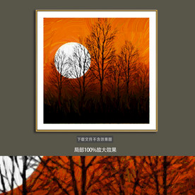 夕阳抽象装饰画油画