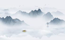 中式水墨山水画