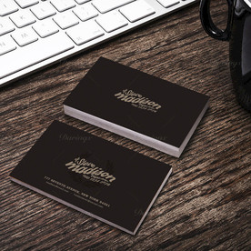 黑色简约名片双面PSD展开图