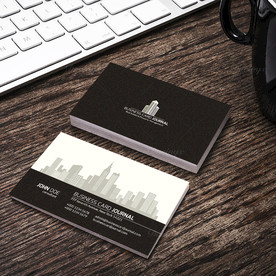 黑色简约名片PSD格双面展开图